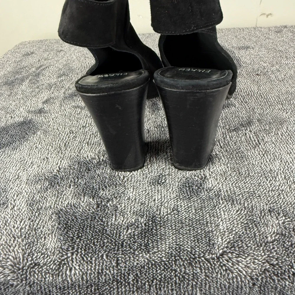 Eileen Fisher Ideal‎ Black Suede Closed Toe Sling Back Heels Size 7.5